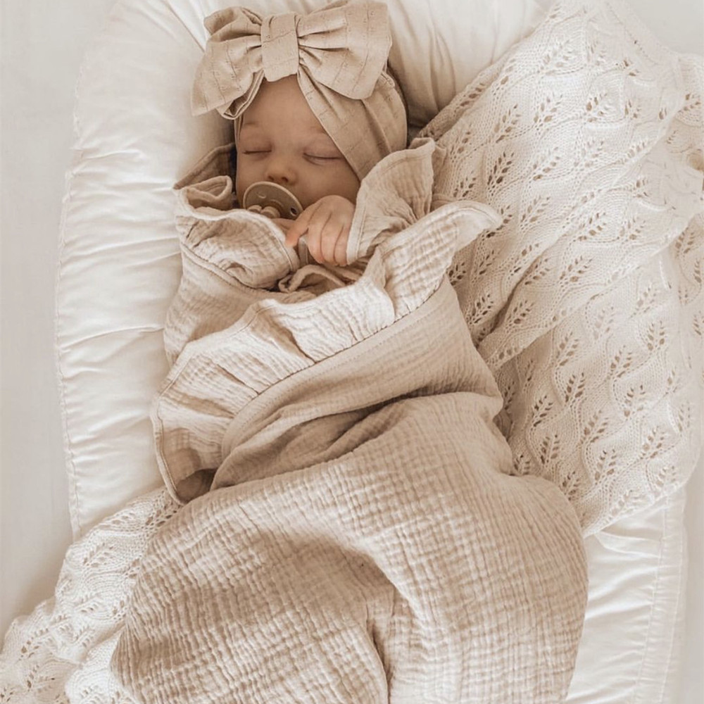 Baby Clothing Organic Cotton - INS Ruffled Muslin Baby Swaddle Blankets
