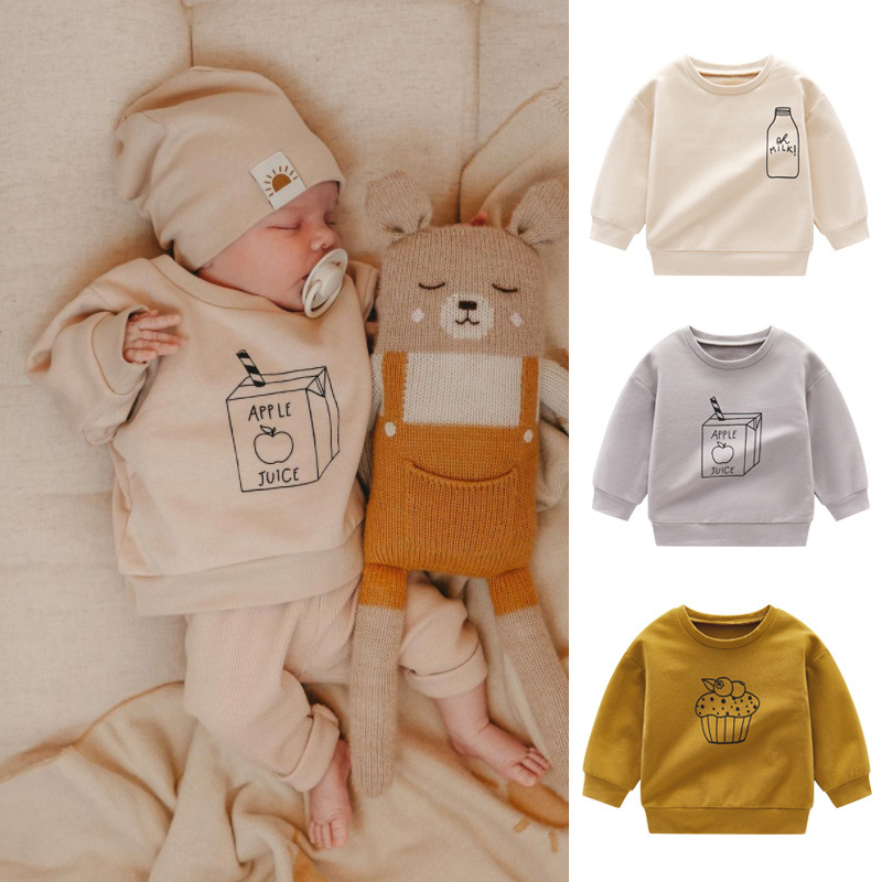 Baby Clothing Organic Cotton - Baby Fashion Sweatshirts O-neck Milk Print