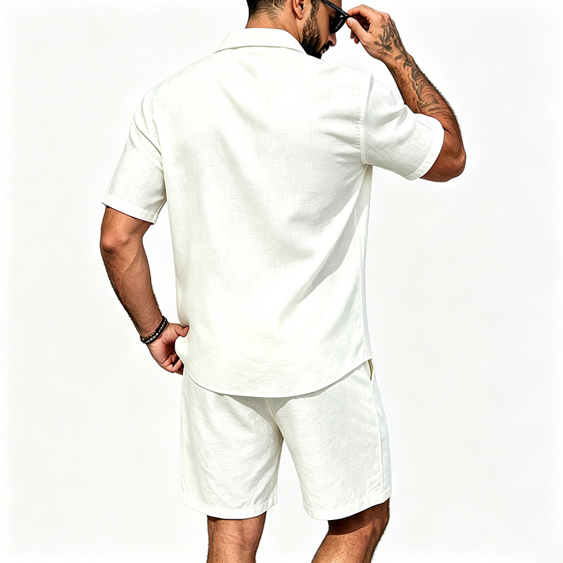 Men Linen Two Piece Outfit Sho - Summer Short Set 评论和价格