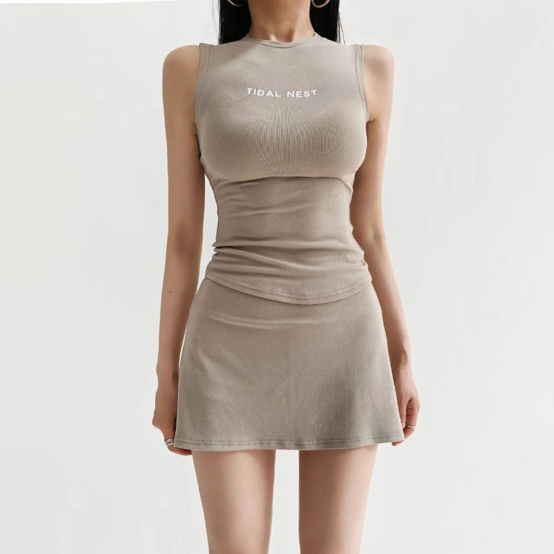 New Letter Printed Round Neck  - Summer Short Set 评论和价格