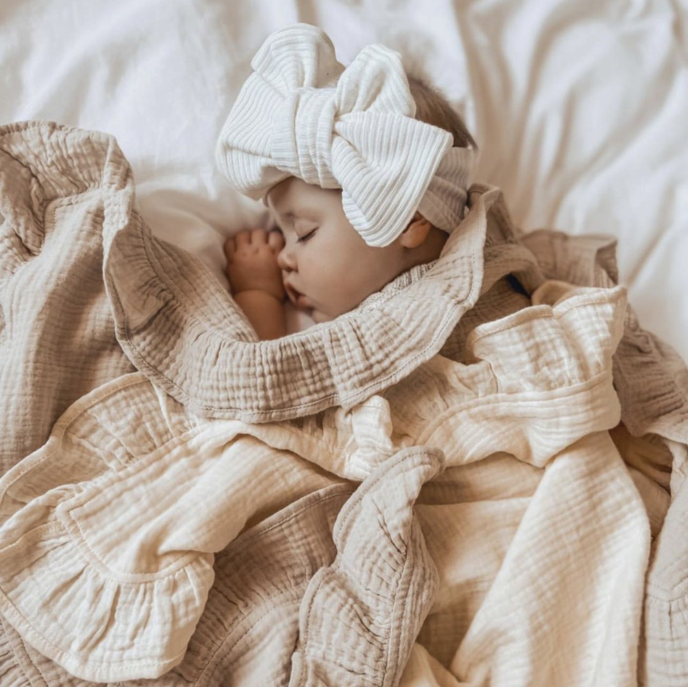 INS Ruffled Muslin Baby Swaddl - Baby Clothing Organic Cotton 评论和价格