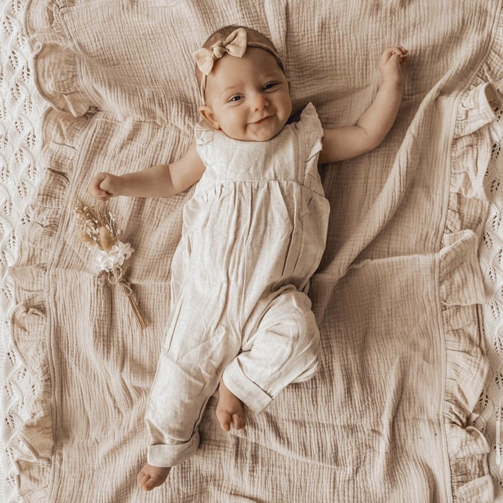 INS Ruffled Muslin Baby Swaddl - Baby Clothing Organic Cotton 评论和价格
